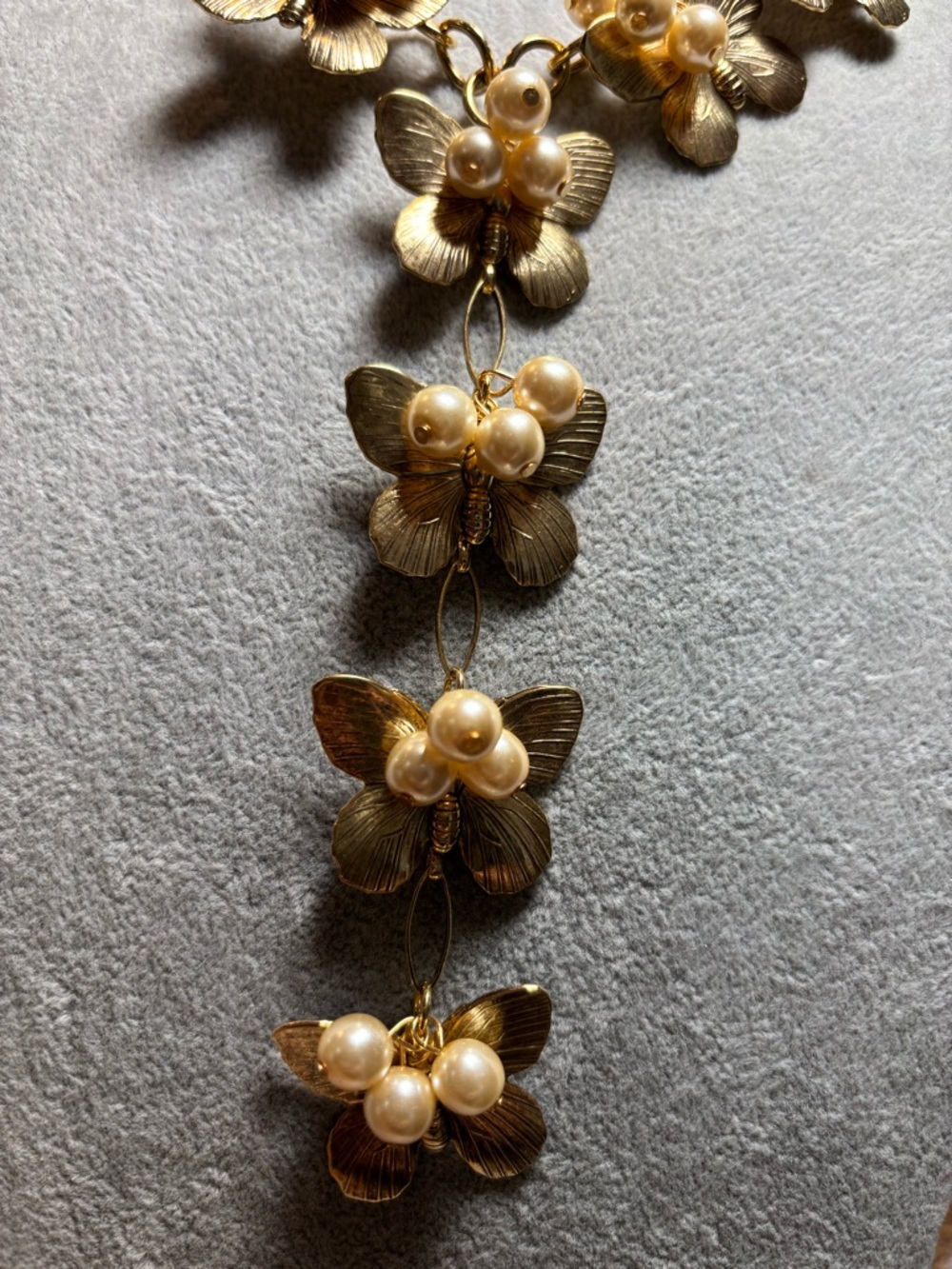Yochi Gold Floral Pearl Cascade Necklace - Picture 2 of 4